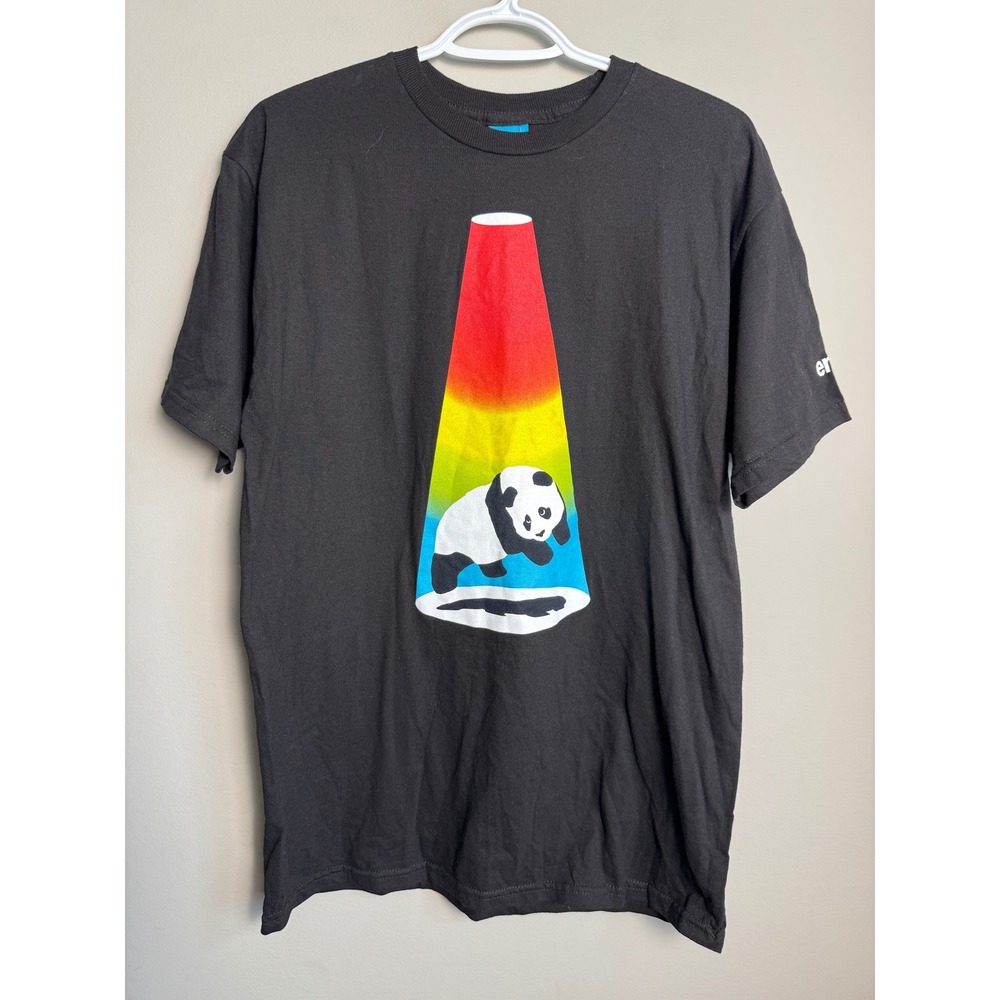 Enjoi Panda UFO Beam Graphic T-Shirt Black Skateboarding Mens M Skater Indie Y2K